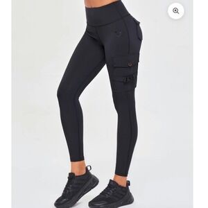 Firmabs‎ Black Cargo Leggings High Waist Pocket Butt Lift Athleisure Women XS